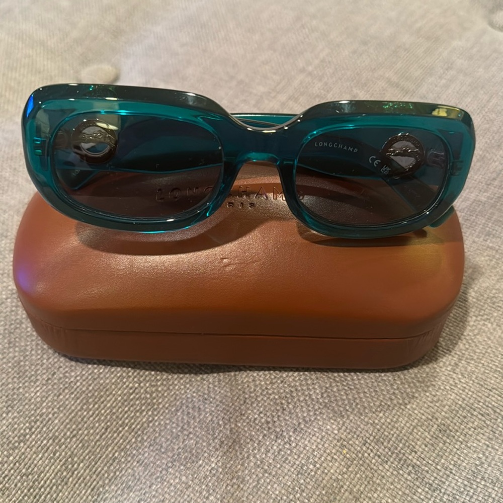 Longchamp green rectangular frame sunglasses